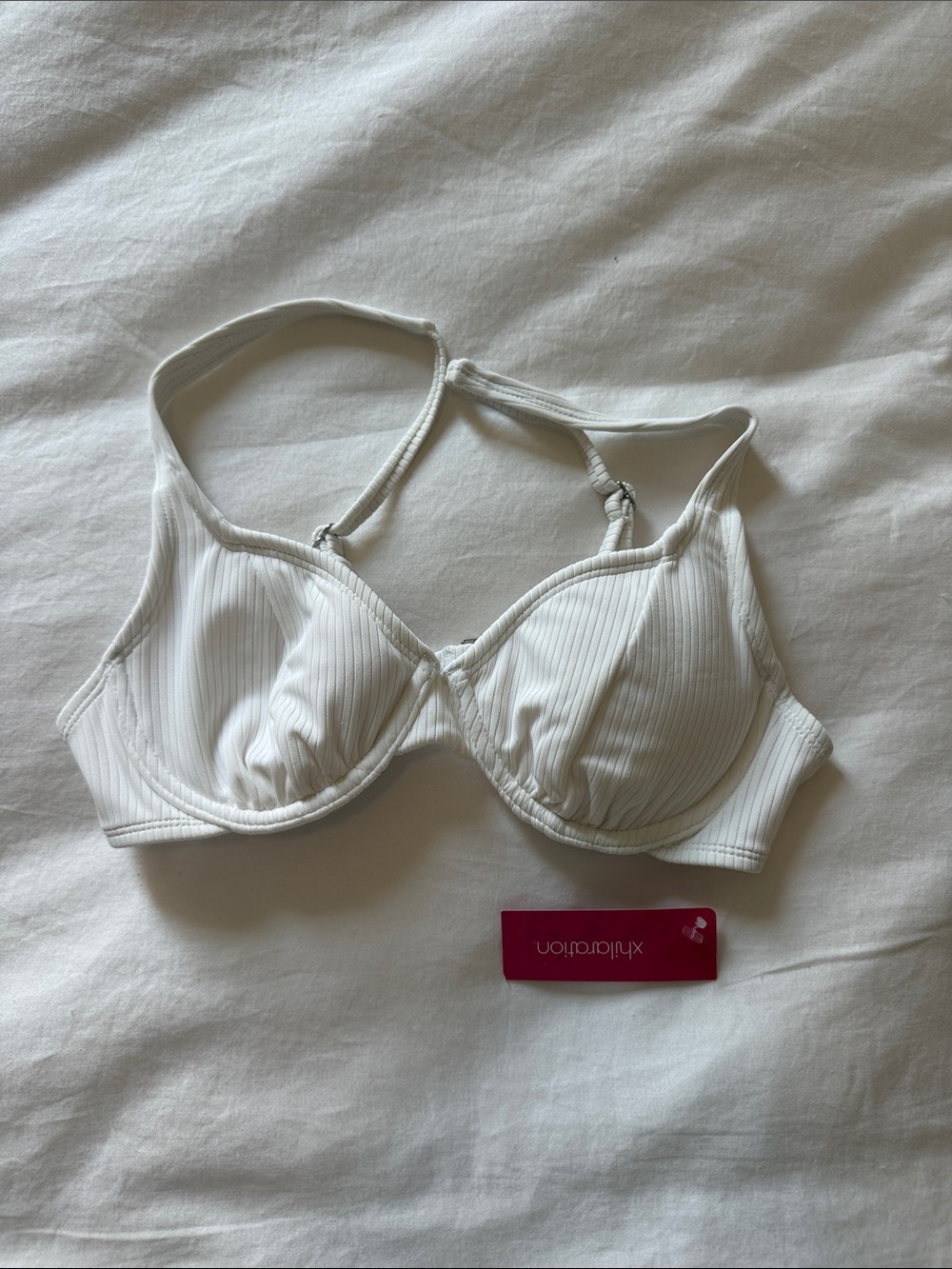 Xhilaration White Ribbed Underwire Bikini Top